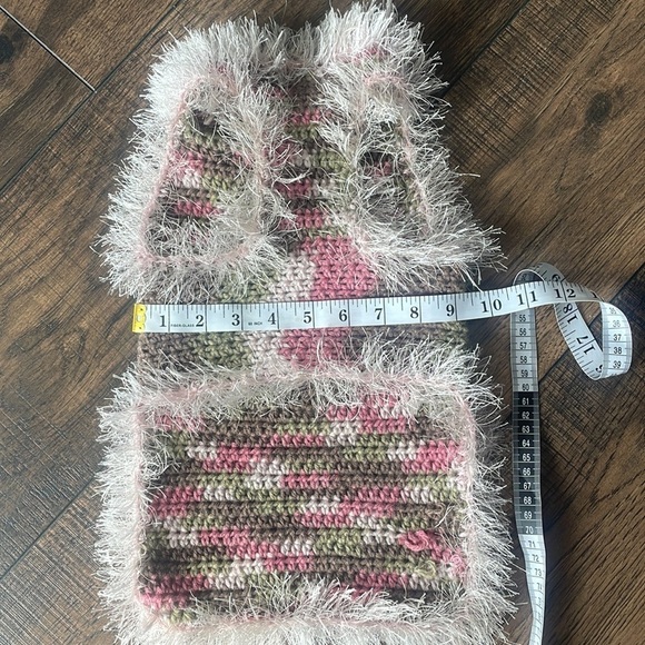 HAND CRAFTED Dog Sweater Coat Colorful Pink Chenille Cozy Crocheted XSmall - Picture 6 of 11